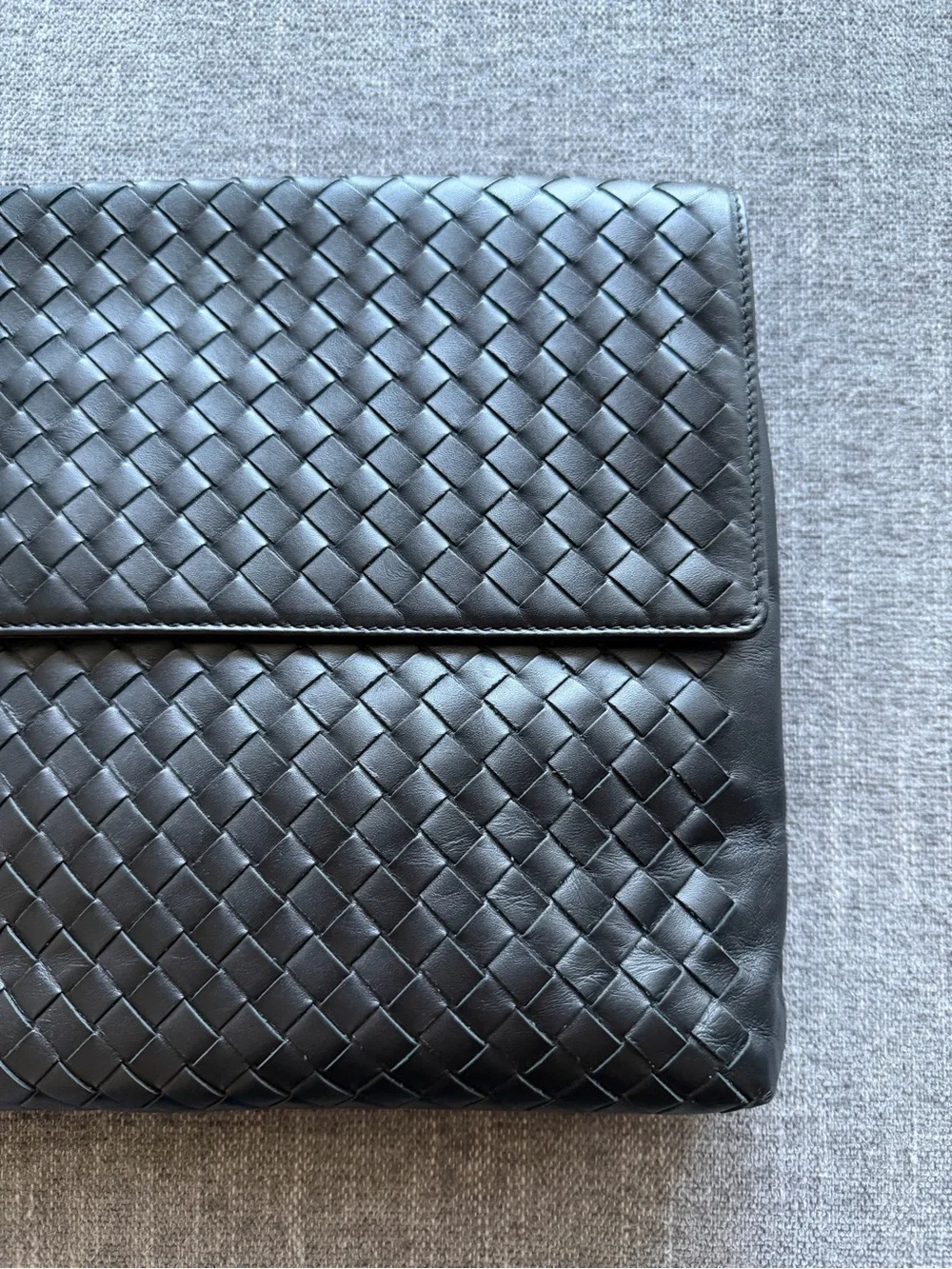 Bottega Veneta Black Intrecciato Leather Clutch Bag